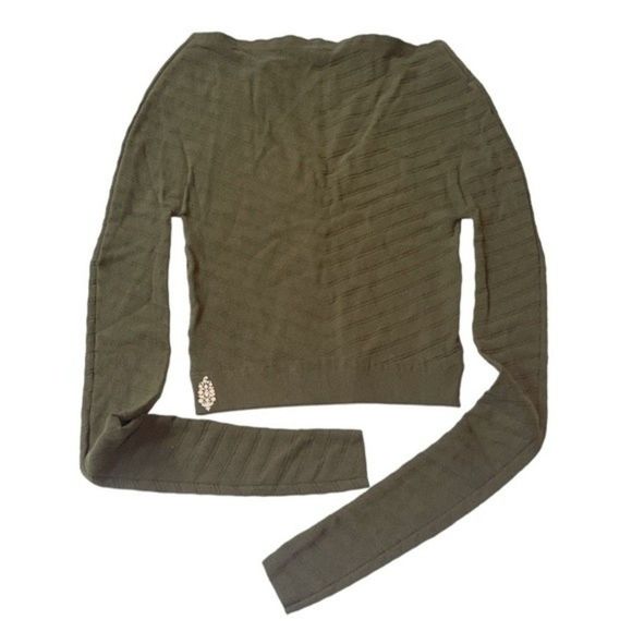 Free People Movement Gone Adrift Long Sleeve Crop Top Secret Moss Green Small - Picture 2 of 7